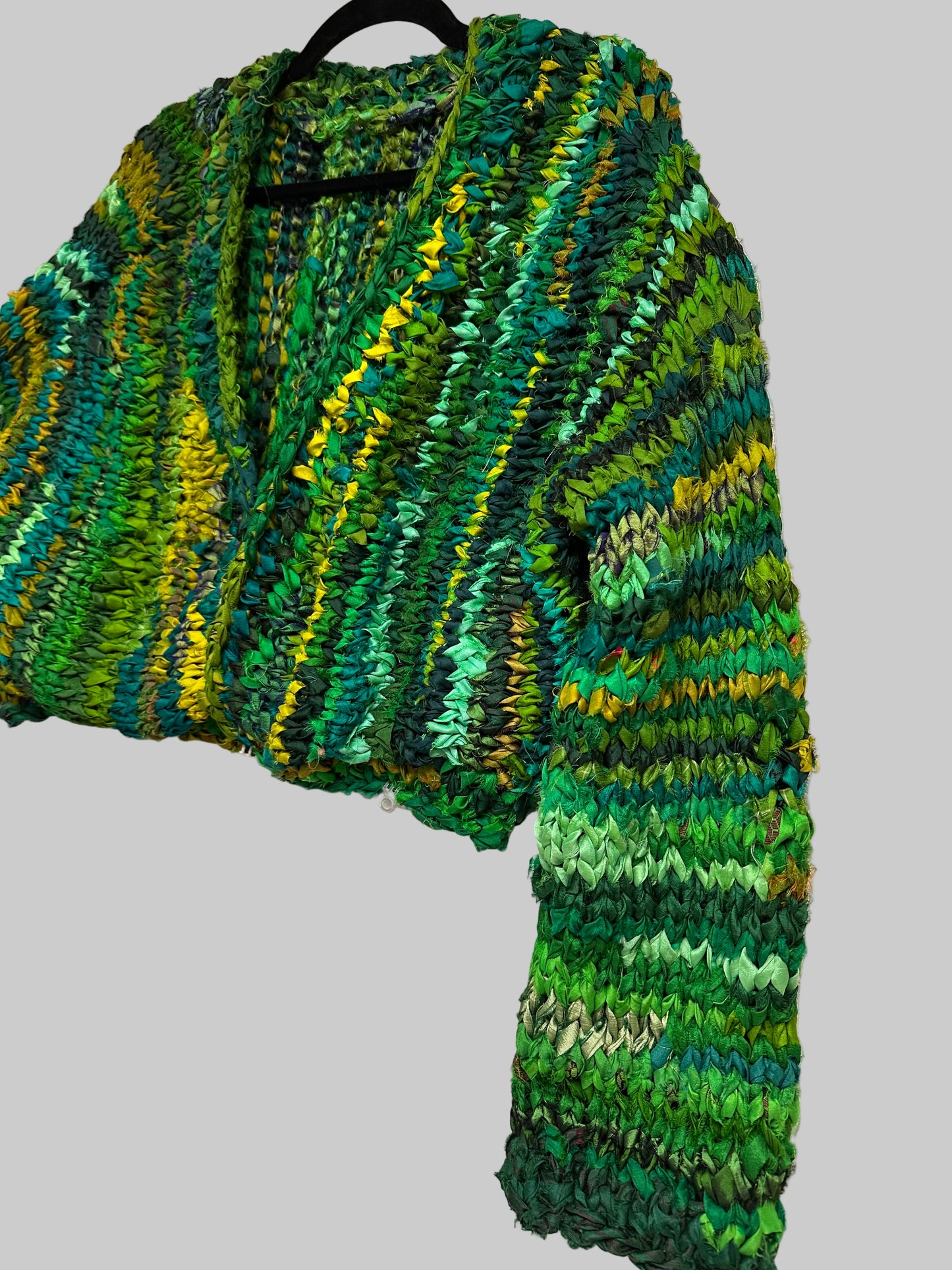 Custom knitted Green Crop Jacket